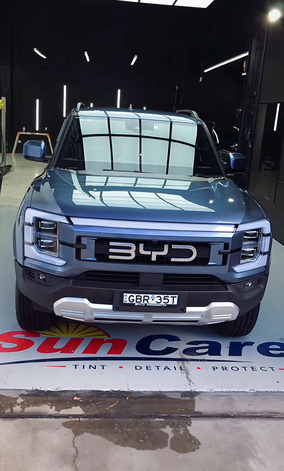 BYD ute in the bay for detailing